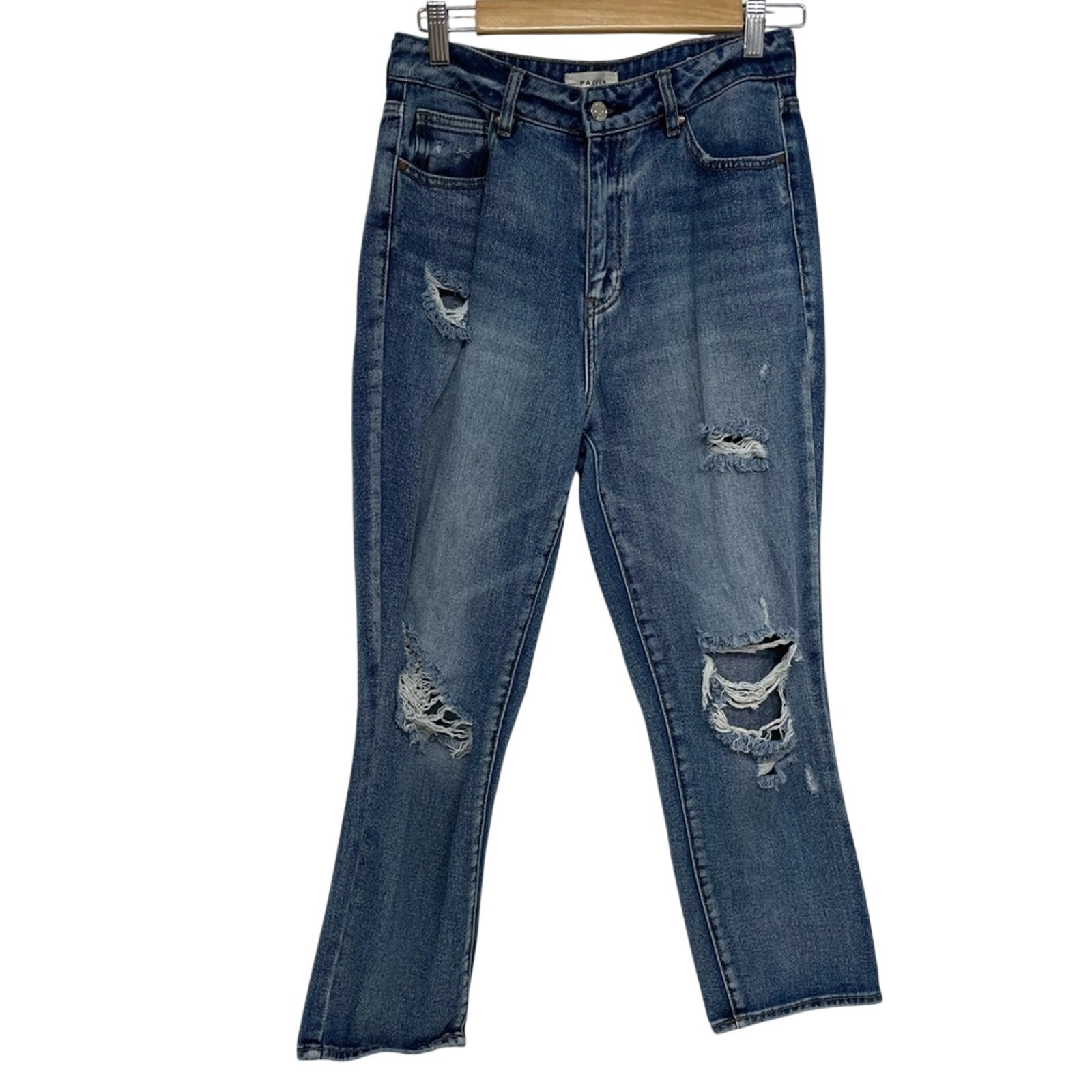 Pacsun Medium Wash Distressed Mom Jean Womens 28 Blue Denim Baggy 90s Casual